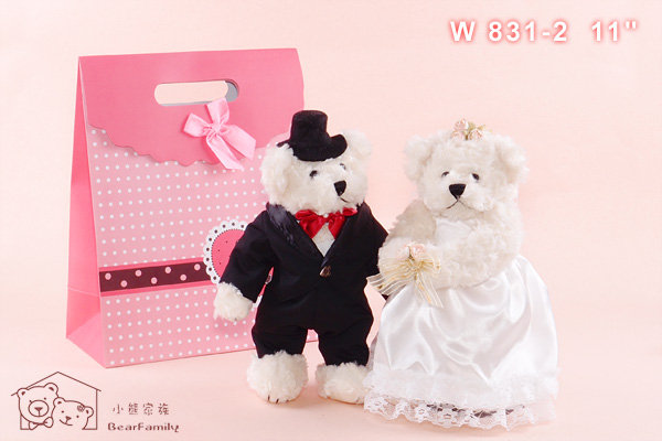 W831-2《婚紗泰迪熊 F 組》附小熊甜心紙袋
