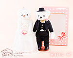 W531-C 35cm《婚紗泰迪熊 C組》黑西裝+蝴蝶結白紗 附手提袋＋禮盒